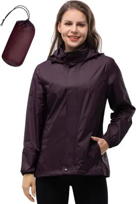 33,000ft Women's Rain Jacket Waterproof Lightweight Packable Raincoat with Hood for Golf Hiking Travel Windbreaker