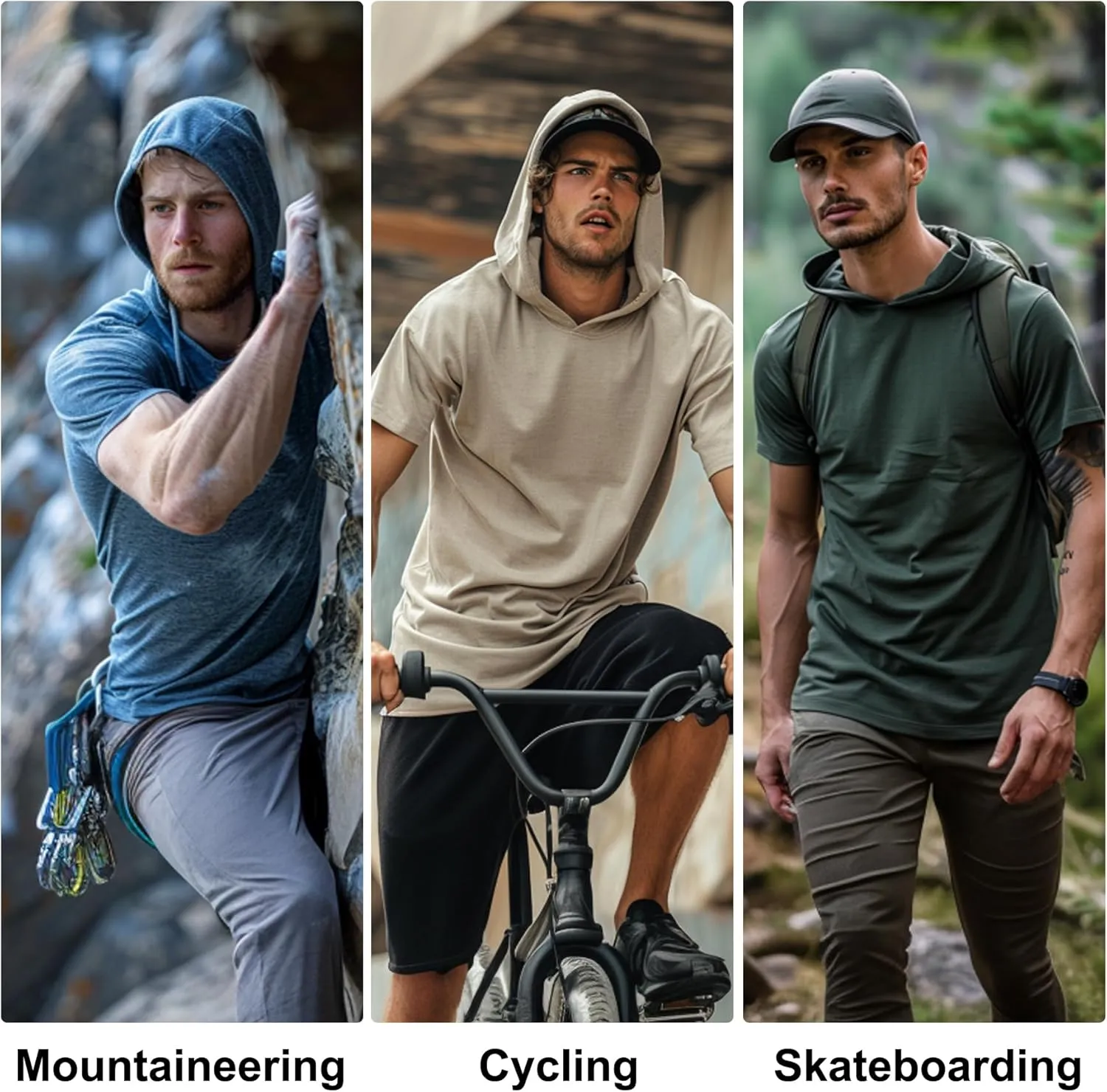 AIMPACT Men's Sun Protection Shirts UV SPF UPF 50  Long Short Sleeve Hoodie Rash Guard Fishing Swimming Shirt Lightweight