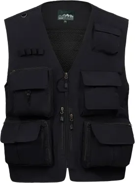 AOTORR Mens Outdoor Work Safari Cargo Photo Travel Fishing Vests for Men with Multi-pockets