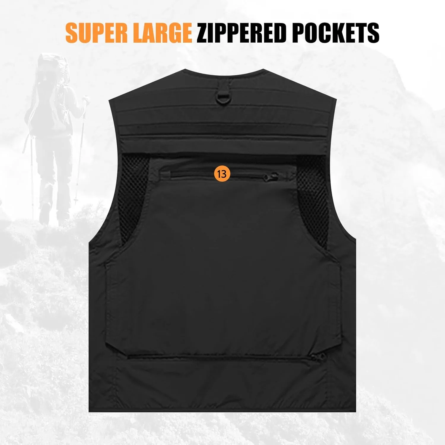 AOTORR Mens Outdoor Work Safari Cargo Photo Travel Fishing Vests for Men with Multi-pockets