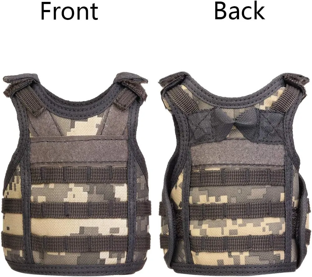 AOUTACC Mini Tactical Beer Vests, Molle Beer Cooler Jacket Adjustable Drink Bottle Vests Holder Beverage Cooler Holder