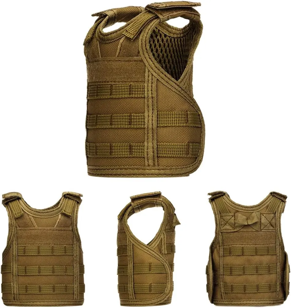 AOUTACC Mini Tactical Beer Vests, Molle Beer Cooler Jacket Adjustable Drink Bottle Vests Holder Beverage Cooler Holder