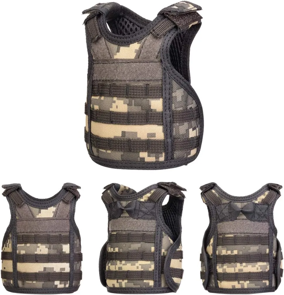 AOUTACC Mini Tactical Beer Vests, Molle Beer Cooler Jacket Adjustable Drink Bottle Vests Holder Beverage Cooler Holder
