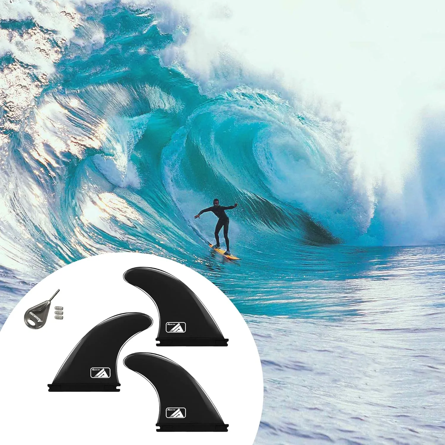 AQUBONA Single tab &Double Tabs Fins Surf/SUP Fin for Longboard, Surfboard & Paddleboard, Thruster Reinforced Single tab & Dual tab Surf Fins