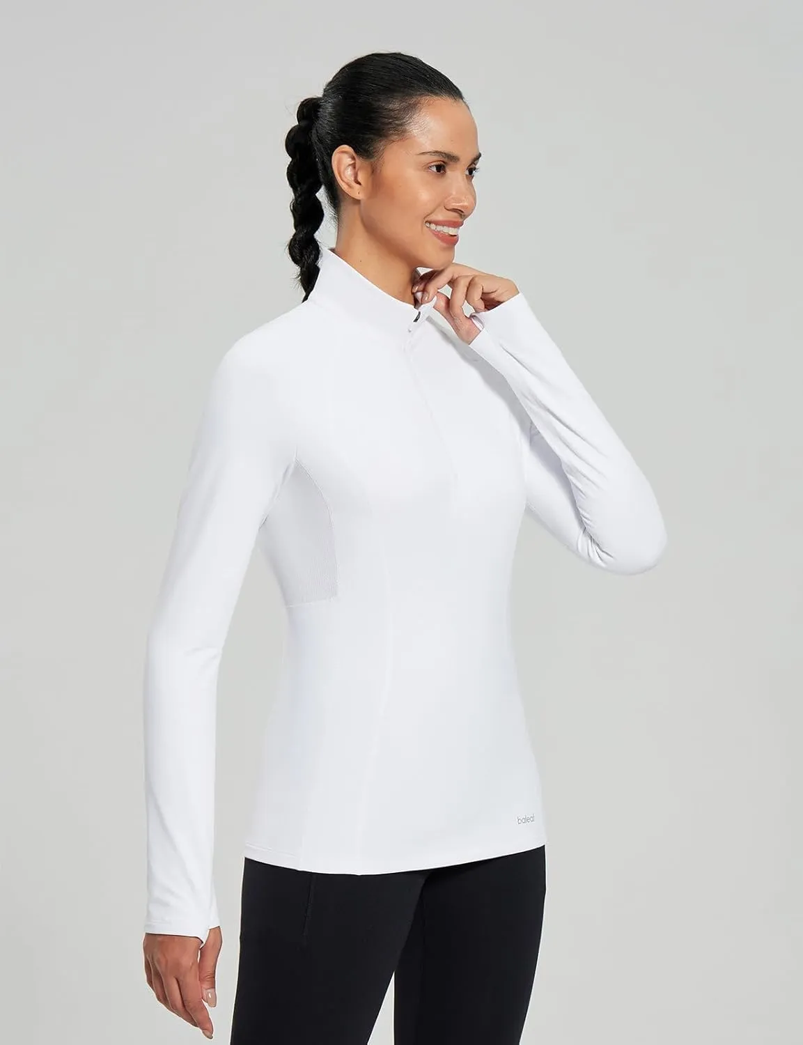 baleaf Women's 1/4 Zip Fleece Pullover Thermal Long Sleeve Shirts Ski Base Layer Top Thumbholes Winter Cold Weather