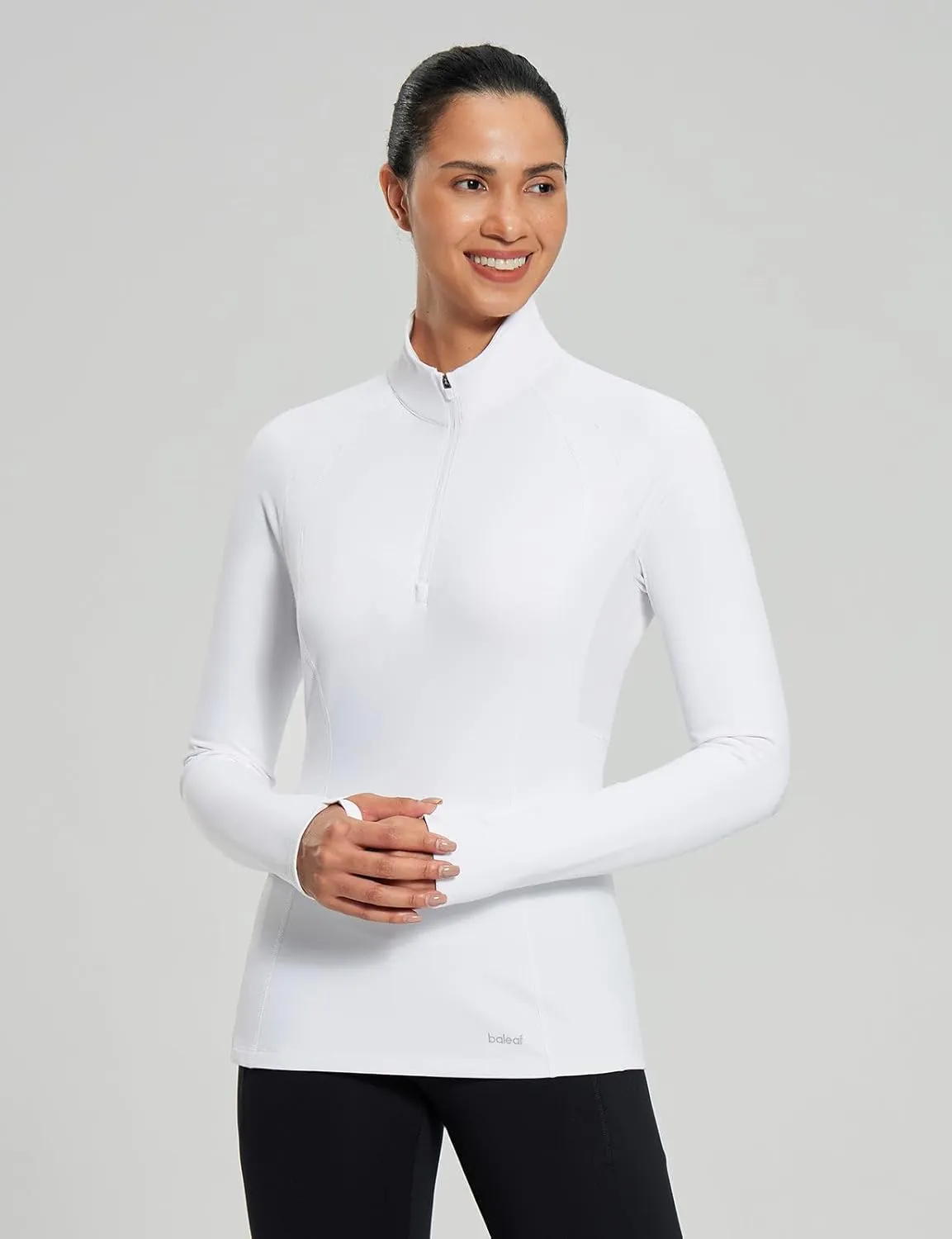 baleaf Women's 1/4 Zip Fleece Pullover Thermal Long Sleeve Shirts Ski Base Layer Top Thumbholes Winter Cold Weather