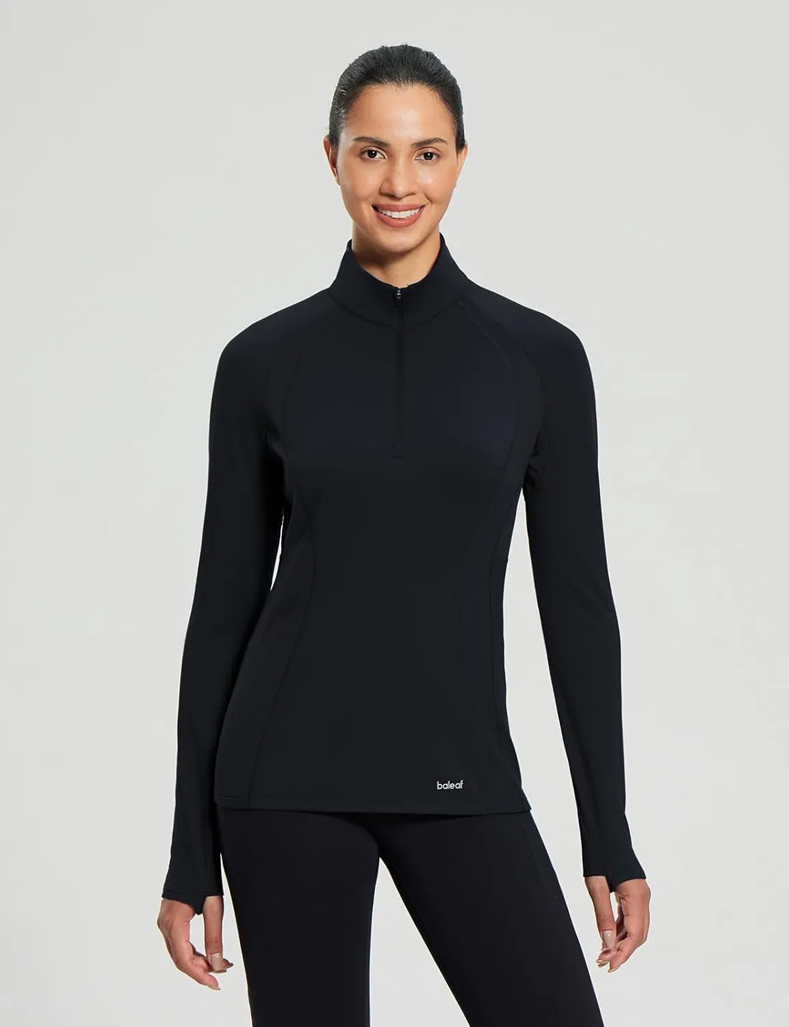 baleaf Women's 1/4 Zip Fleece Pullover Thermal Long Sleeve Shirts Ski Base Layer Top Thumbholes Winter Cold Weather