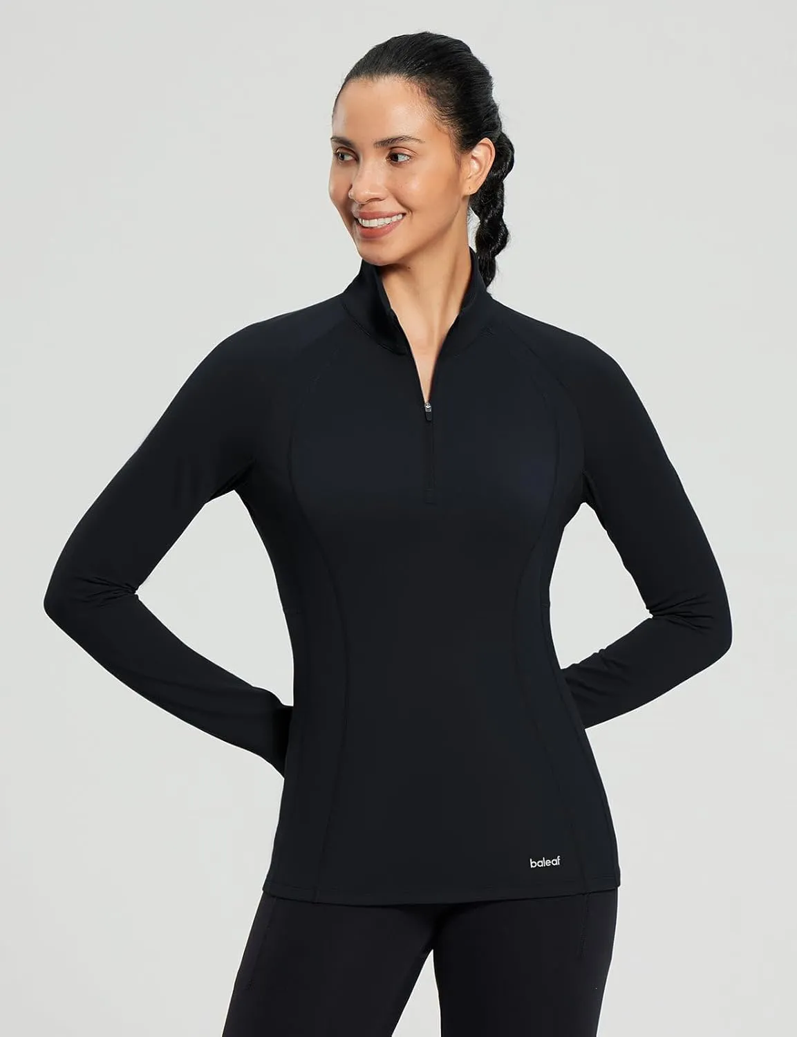baleaf Women's 1/4 Zip Fleece Pullover Thermal Long Sleeve Shirts Ski Base Layer Top Thumbholes Winter Cold Weather