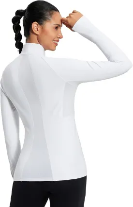 baleaf Women's 1/4 Zip Fleece Pullover Thermal Long Sleeve Shirts Ski Base Layer Top Thumbholes Winter Cold Weather