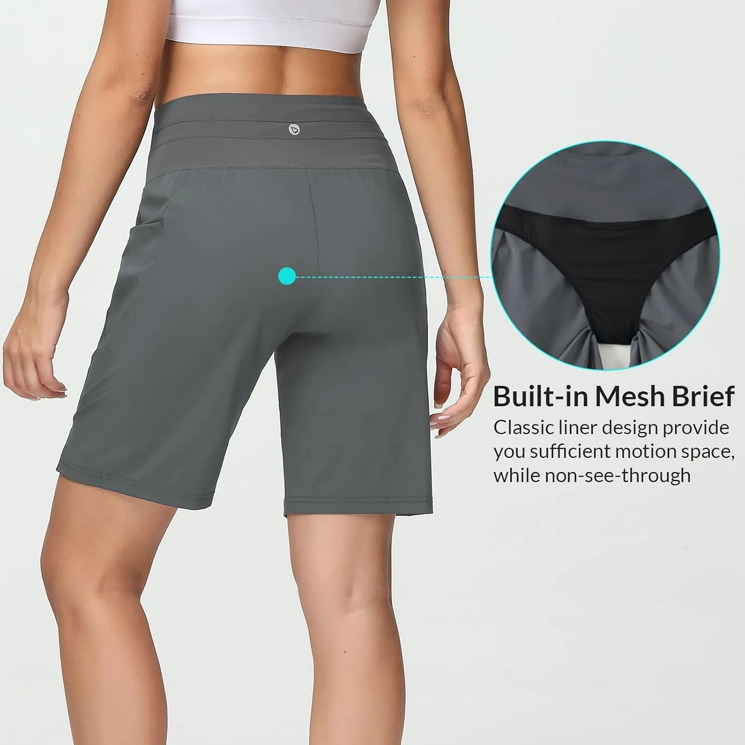 baleaf Women's 9" High Waisted Swim Board Shorts Quick Dry Swimsuits Bottoms with Drawstring