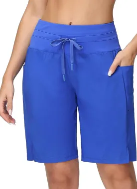 baleaf Women's 9" High Waisted Swim Board Shorts Quick Dry Swimsuits Bottoms with Drawstring