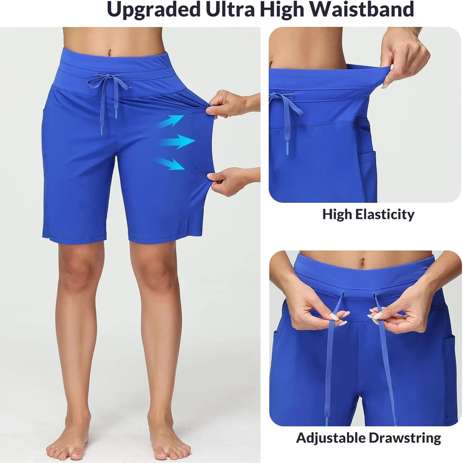 baleaf Women's 9" High Waisted Swim Board Shorts Quick Dry Swimsuits Bottoms with Drawstring