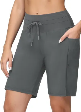 baleaf Women's 9" High Waisted Swim Board Shorts Quick Dry Swimsuits Bottoms with Drawstring
