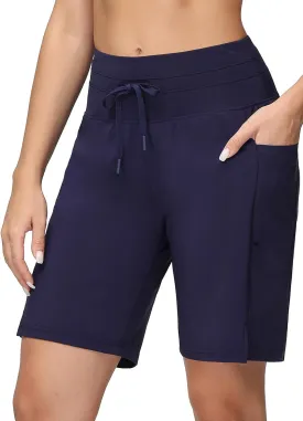 baleaf Women's 9" High Waisted Swim Board Shorts Quick Dry Swimsuits Bottoms with Drawstring