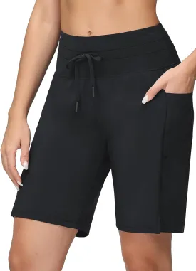 baleaf Women's 9" High Waisted Swim Board Shorts Quick Dry Swimsuits Bottoms with Drawstring