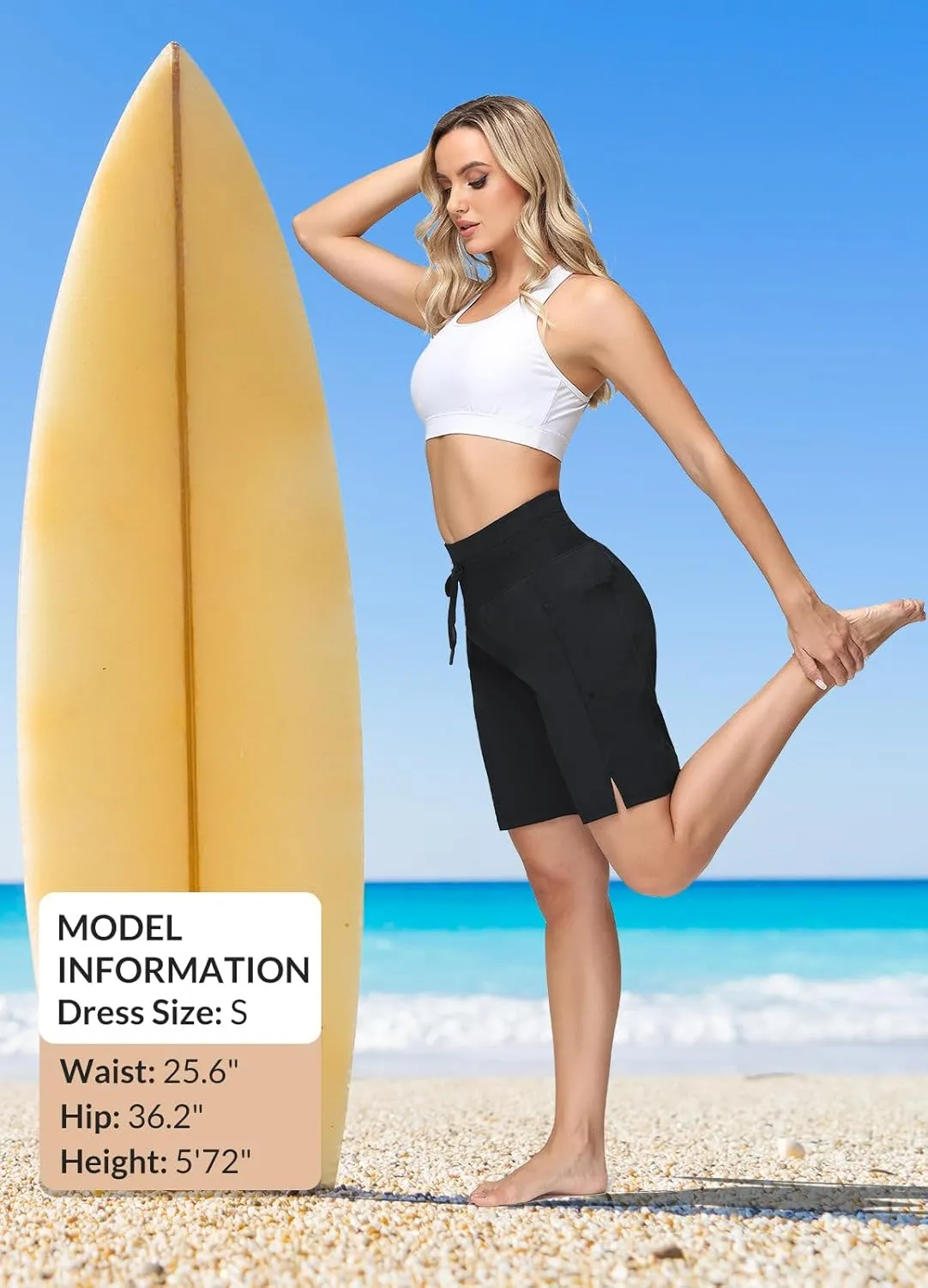 baleaf Women's 9" High Waisted Swim Board Shorts Quick Dry Swimsuits Bottoms with Drawstring