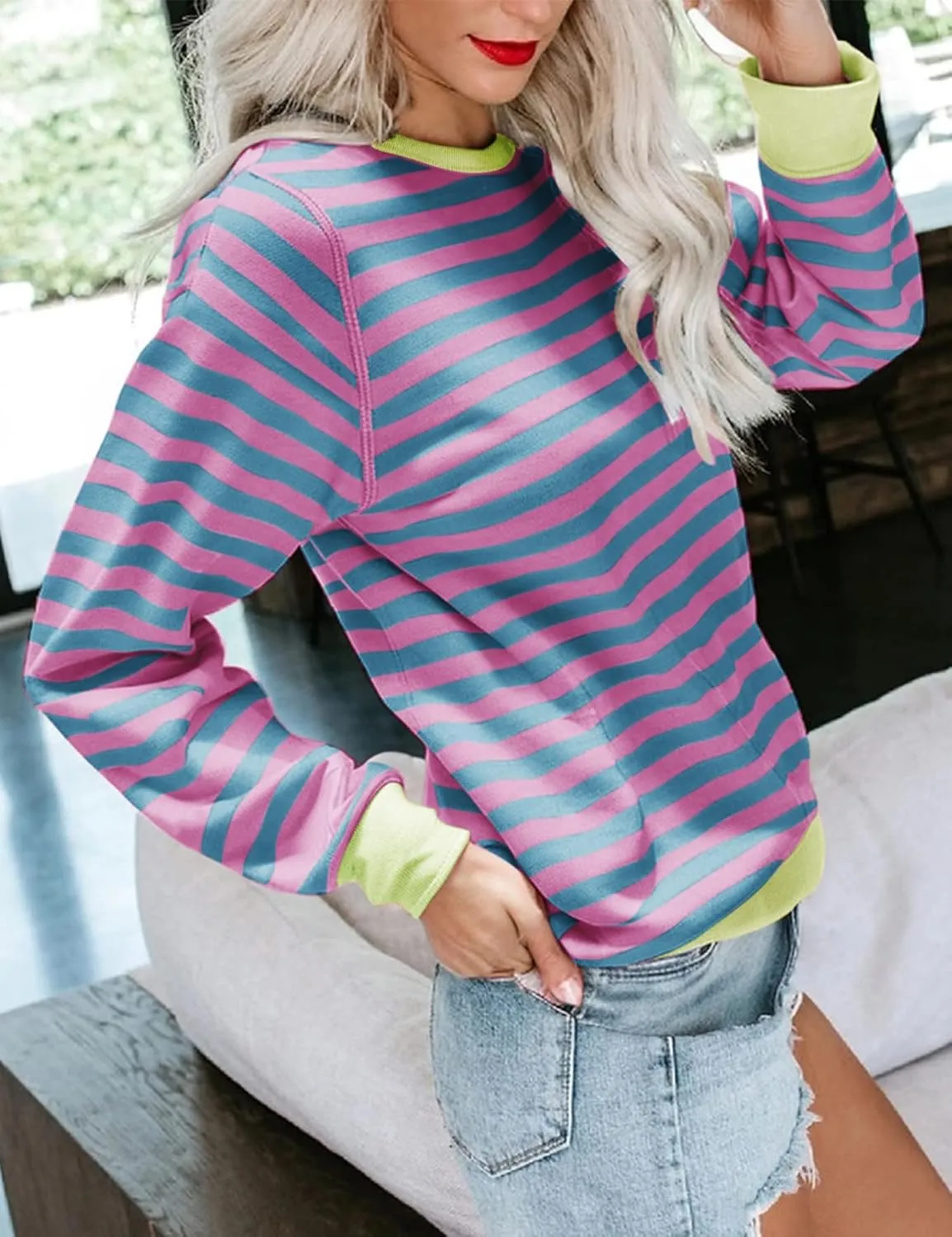 Bingerlily Womens Casual Long Sleeve Sweatshirt Crew Neck Cute Pullover Relaxed Fit Tops