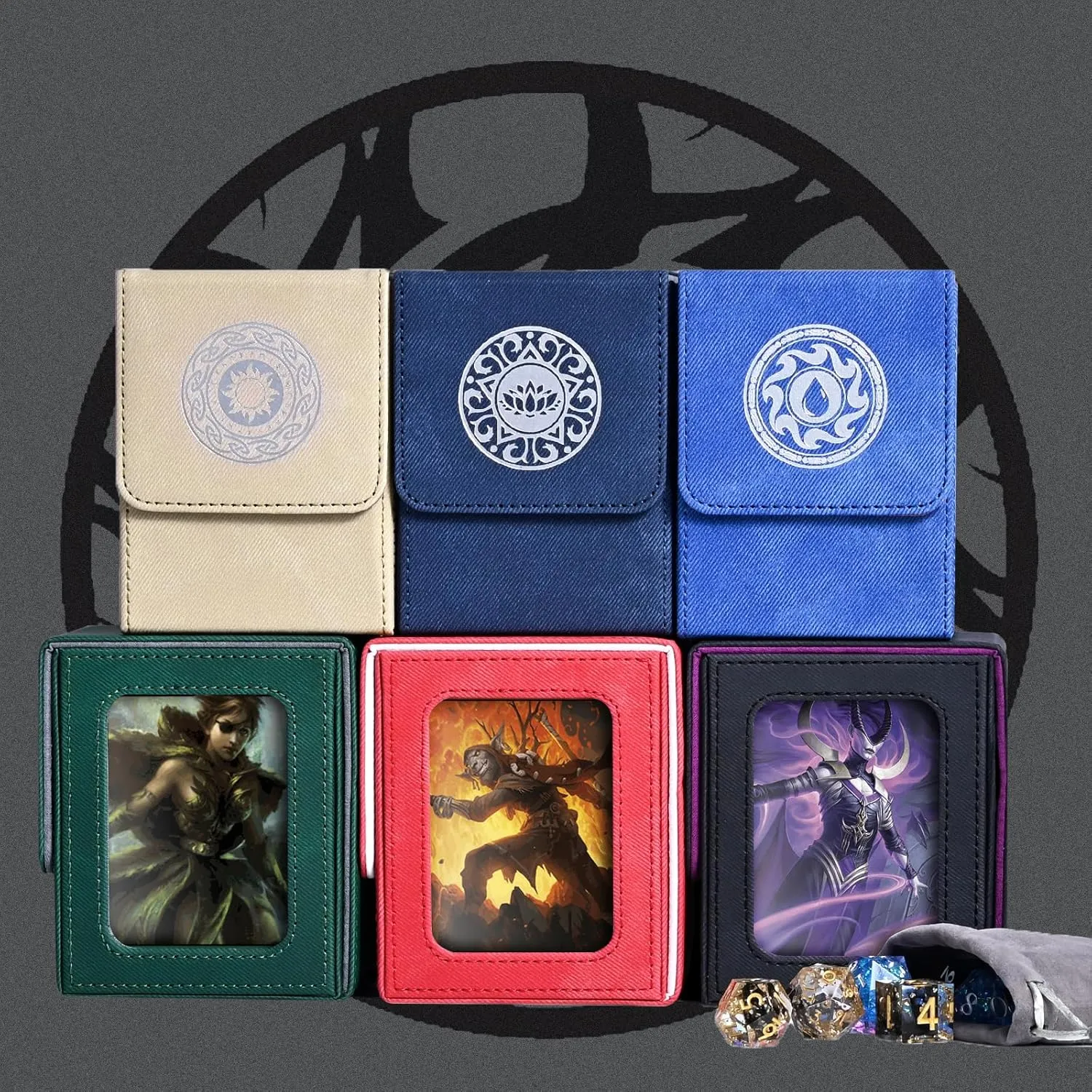 Card Deck Box for MTG with Commander Display for 100  Double Sleeved Cards, Magnetic Card Storage Box Fits for TCG Sports Trading Cards (Black&Purple)