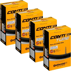 Continental Race 28" Wide 700x25-32c Inner Tubes - 42mm Presta Valve (Pack of 4 w/Conti Sticker)