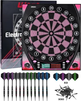 Electronic Dart Board with Bright Score Display, Multiple Games, and Durable Design-Perfect for Family Fun and Competitions-Includes Soft Tip with 12 Darts