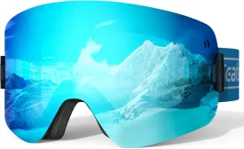 Greatever Ski Goggles, OTG Frameless Snow Snowboard Goggles Cylindrical, Anti Fog UV402 Protection For Men Women Youth Kids