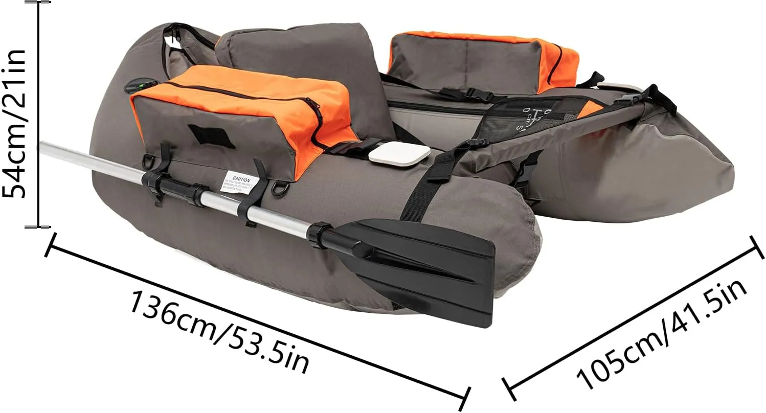 Inflatable Fishing Boat, Outdoor Fishing Raft Boat Set Inflatable Kayak with Hand Air Pump, 286.6lbs Capacity Portable Fishing Boat Inflatable Fishing Pontoon Boat for Lakes and Rivers