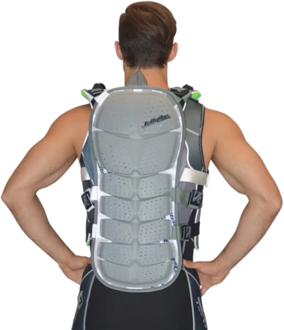 Jet Ski Racing Back Protection | Spinal Impact Absorbing Water Sports | Jettribe PWC Accessories | Grey/White Deflector | Compatible PFD Life Vests | Youth - Adult Sizes (Youth)