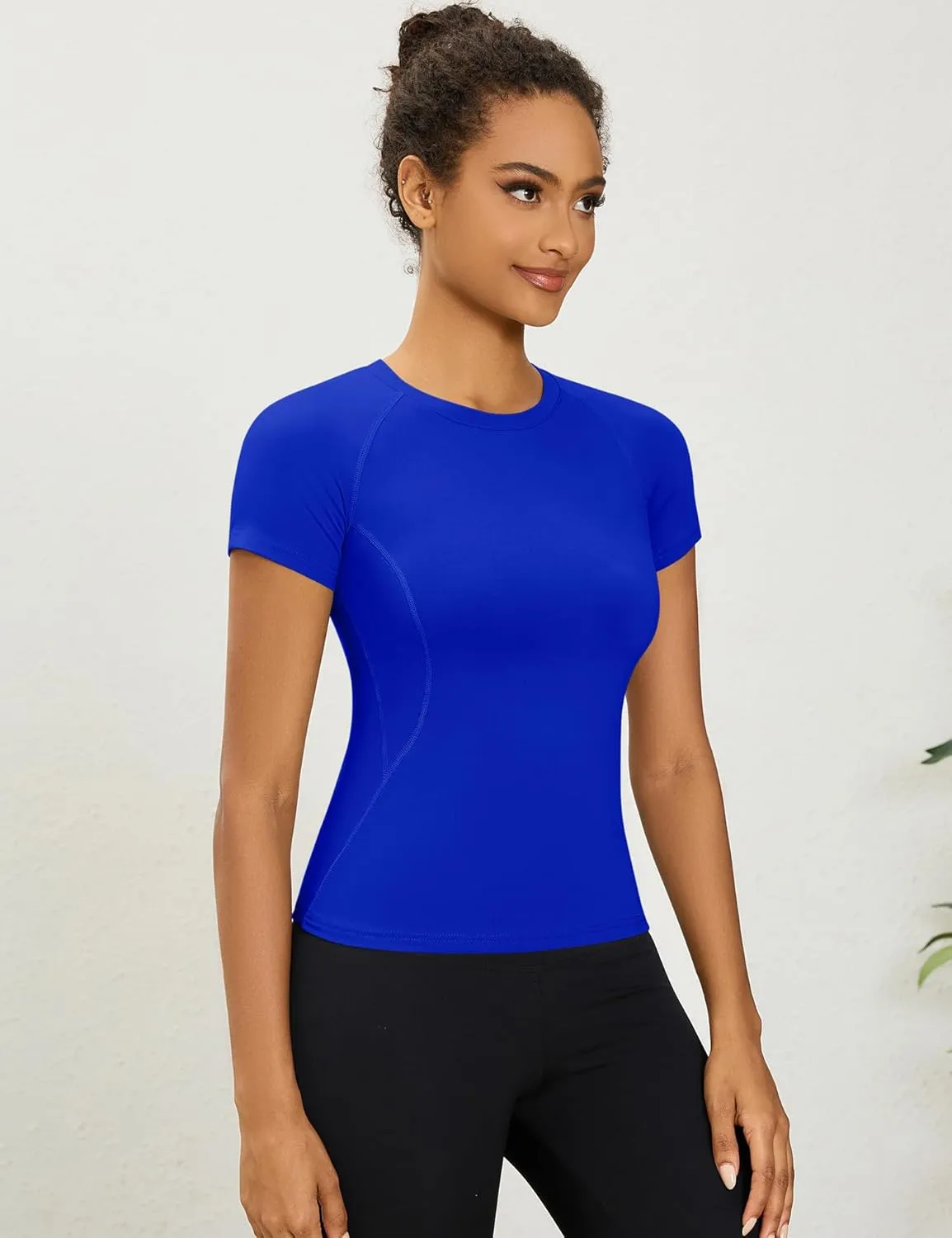 LOMON Womens Workout Tops Short Sleeve Raglan Athletic Shirts Yoga Gym Crewneck Quick Dry Tshirts