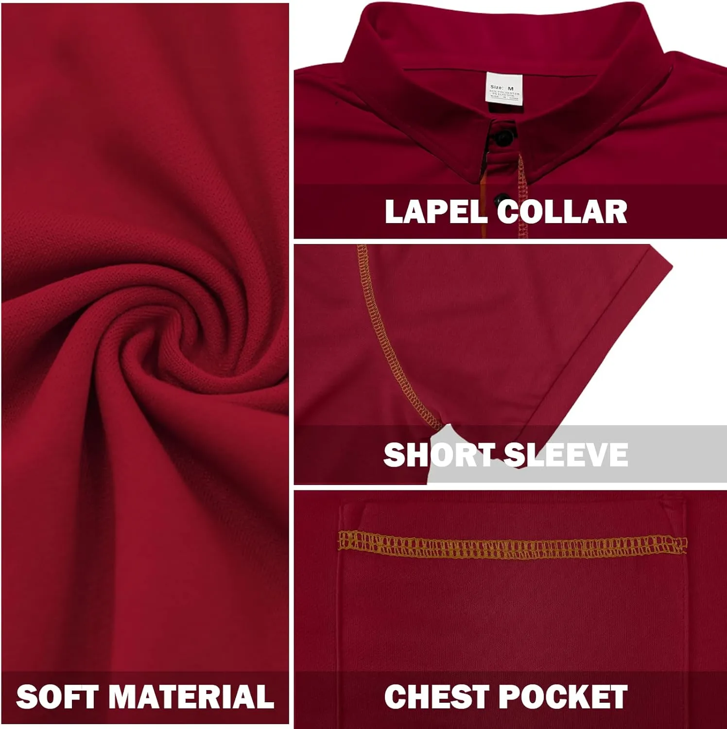 Men's Casual Polo Shirts Shorts Sleeve Summer Shirt Classic Collared Button Golf Shirts with Pocket