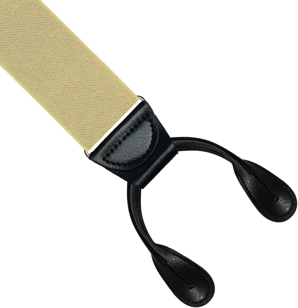 Moulen Men's Y-Back 2 Inches Wide Heavy Duty Button End Adjustable Utility Suspenders, Black, Size Large