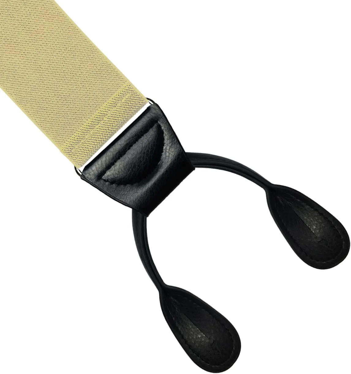 Moulen Men's Y-Back 2 Inches Wide Heavy Duty Button End Adjustable Utility Suspenders, Black, Size Large