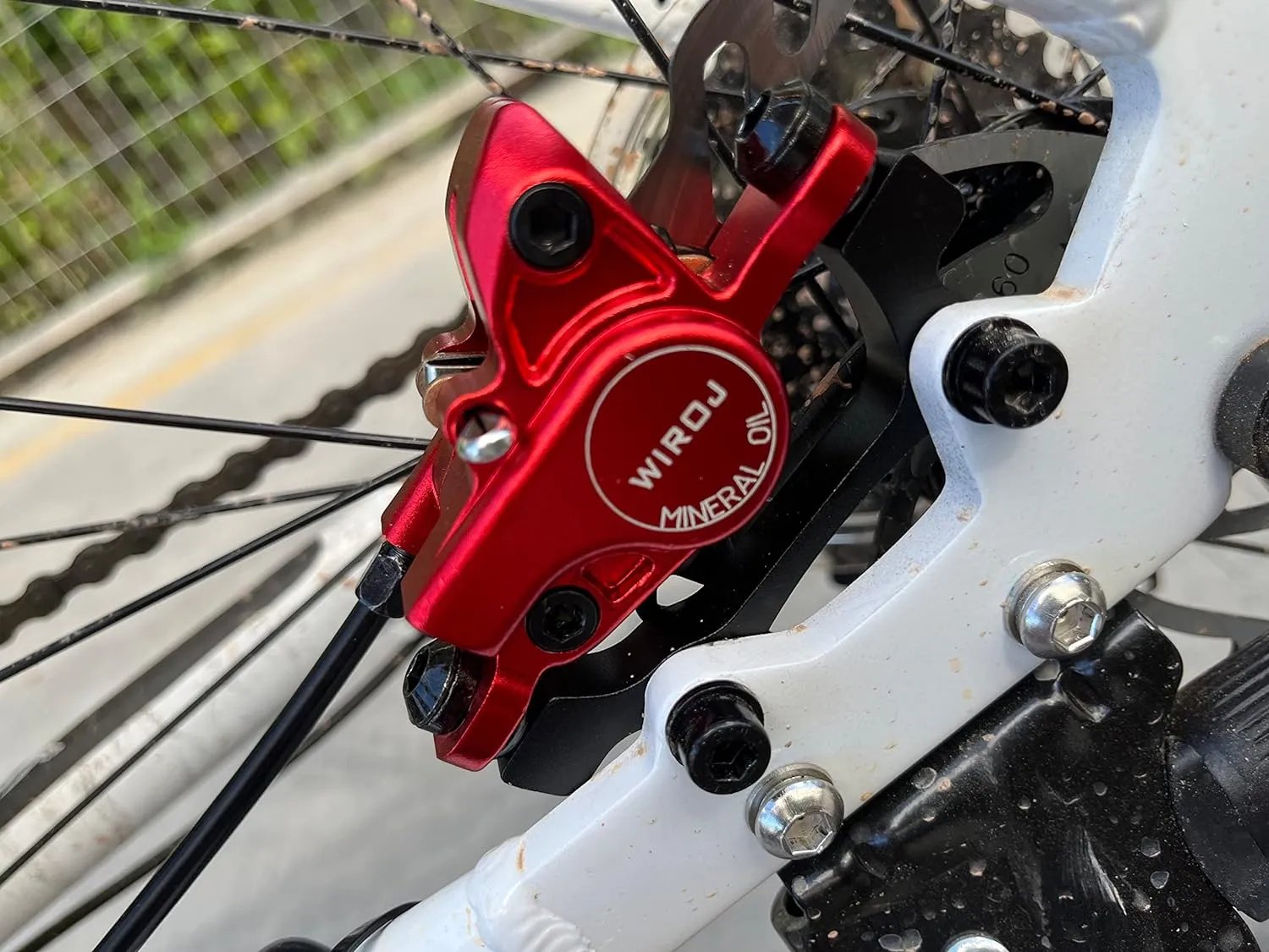Mountain Bike Hydraulic Disc Brake Set, Front & Rear Disc Brake Kit Fit Bicycle MTB XC Trail, e-Bike, Fat Bike, Upgrade kit for Mechanical Disc Brake (Red - Bike Hydraulic Disc Brake Set)