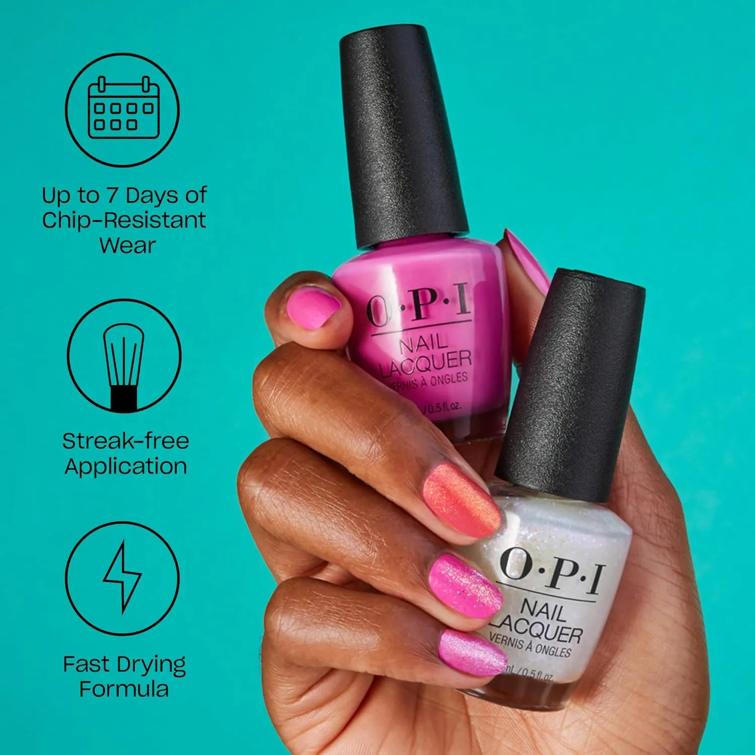 OPI Nail Lacquer Nail Polish | Opaque Light Red Crme Chip Resistant Nail Polish | Vegan, Fast Drying, Streak Free