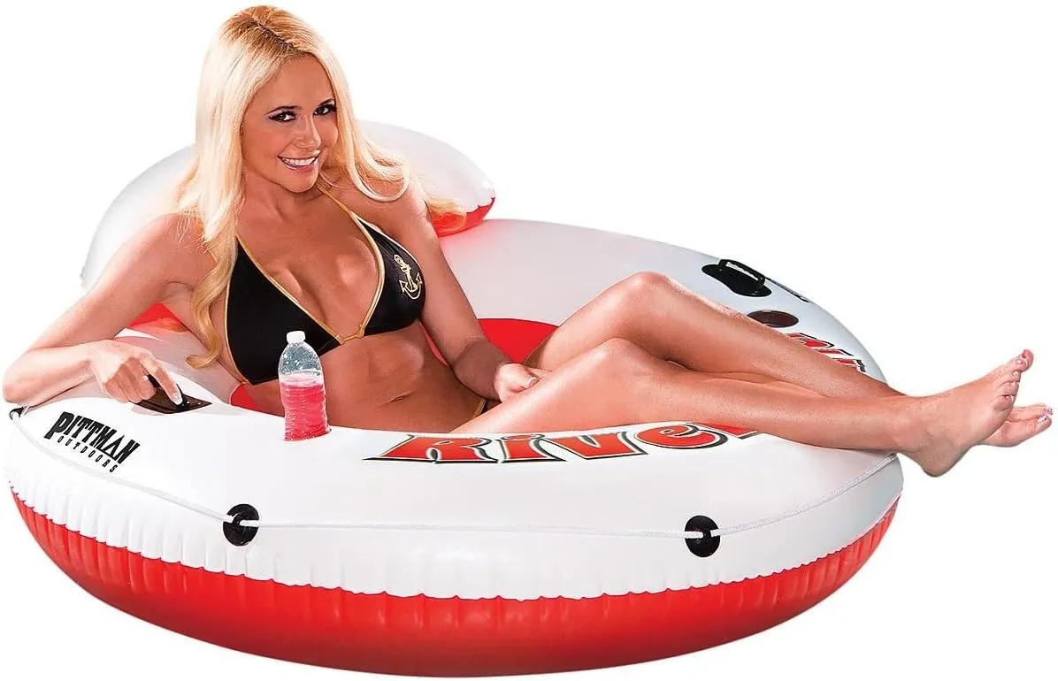 Pittman Outdoors Water Float Tube - Inflatable River Drifter with Cup Holders, Holds 300 Pounds, 1 Person