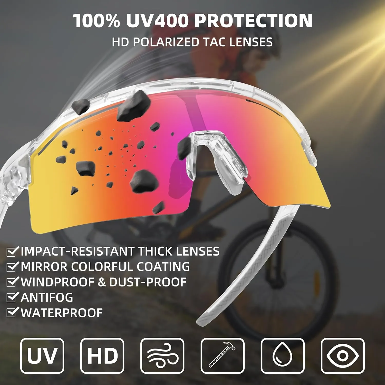 Polarized Sports Sunglasses for Men Women Unbreakable UV400 Protection Goggles Baseball Running Cycling Glasses