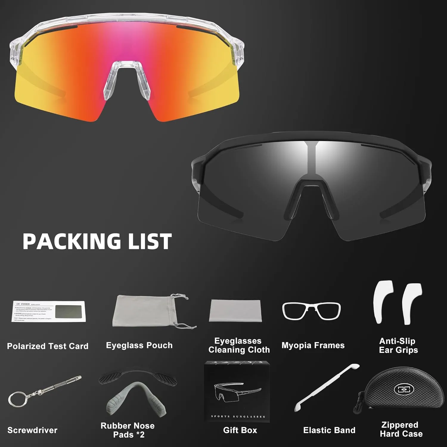 Polarized Sports Sunglasses for Men Women Unbreakable UV400 Protection Goggles Baseball Running Cycling Glasses