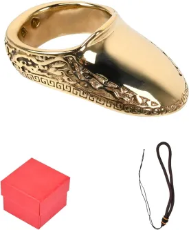 SPG Archery Thumb Ring - Hard Brass Thumb Draw Archery Finger Guard Traditional Bow Thumb Protector with Anti-Loss Safety Lanyard Left & Right Hand for Shooting Recurve Bow Accessories