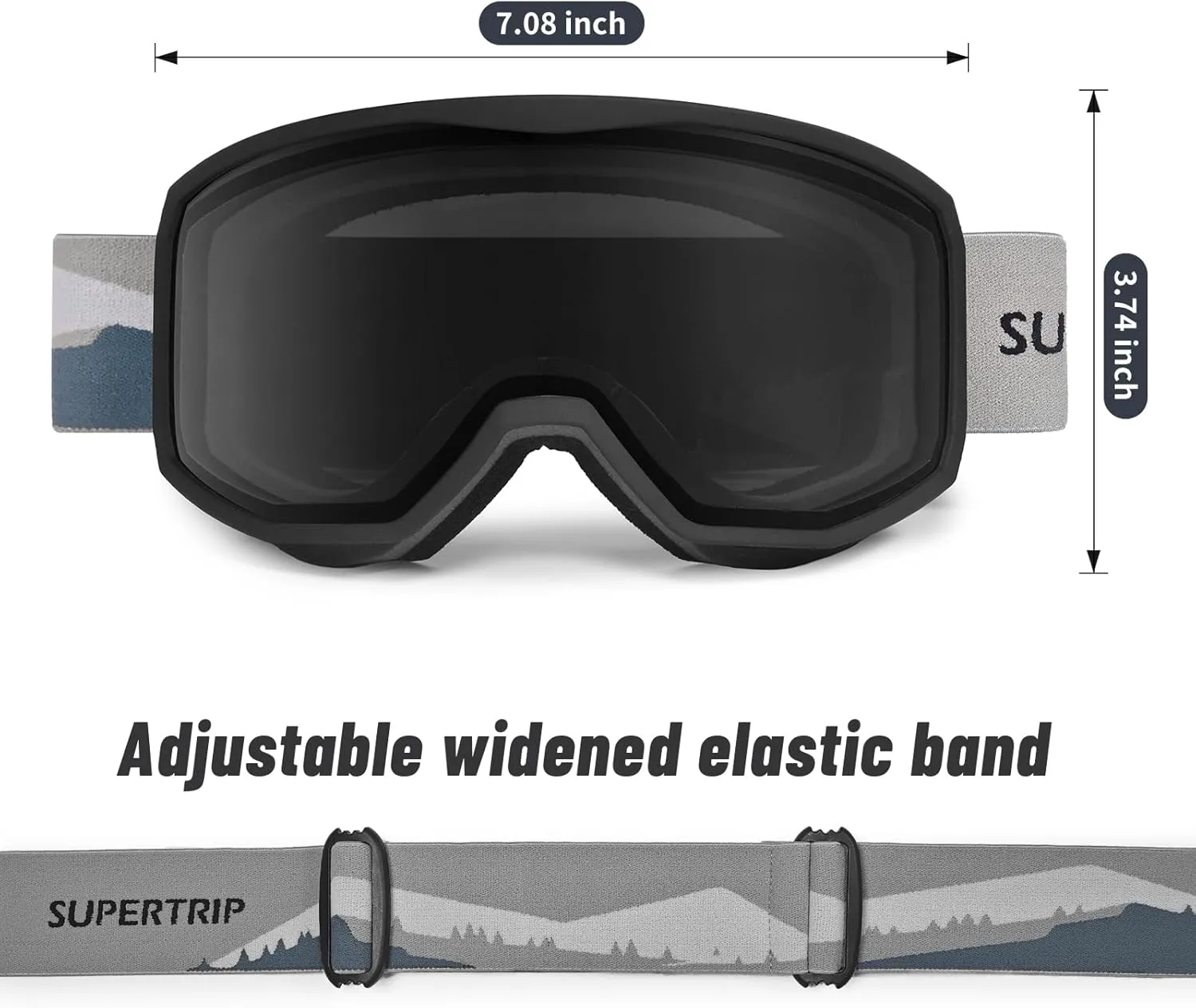 Supertrip Ski Goggles for Women Men, Anti-Fog UV Protection Snow Goggles Snowboard Goggles for Adult Youth