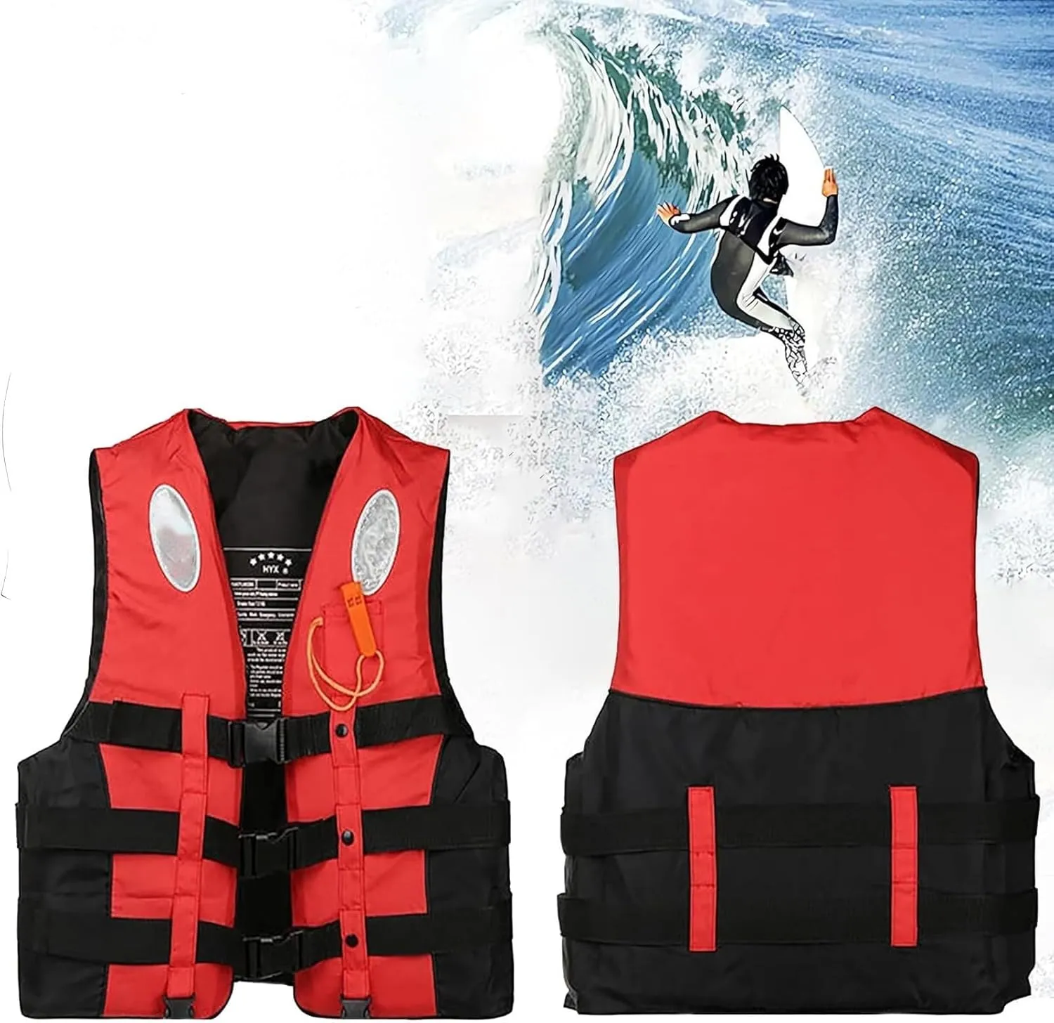 Swim Jacket - Lifevest for Adults,High Buoyancy Reflective Floating Vest,Portable Inflatable Snorkel Vest,Perfect for Swimming Pools, Fishing, Lakes, & Oceanx