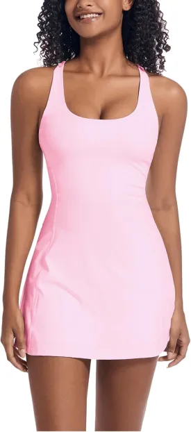 Tennis Dress for Women Workout Dress with Built-in Bra & Shorts Pockets for Athletic Exercise Golf