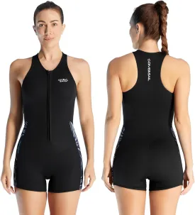 Womens Wetsuit Shorty Sleeveless Wetsuits One Piece 2mm Swimsuit with Front Zipper for Swimming Diving Snorkeling Water Sport